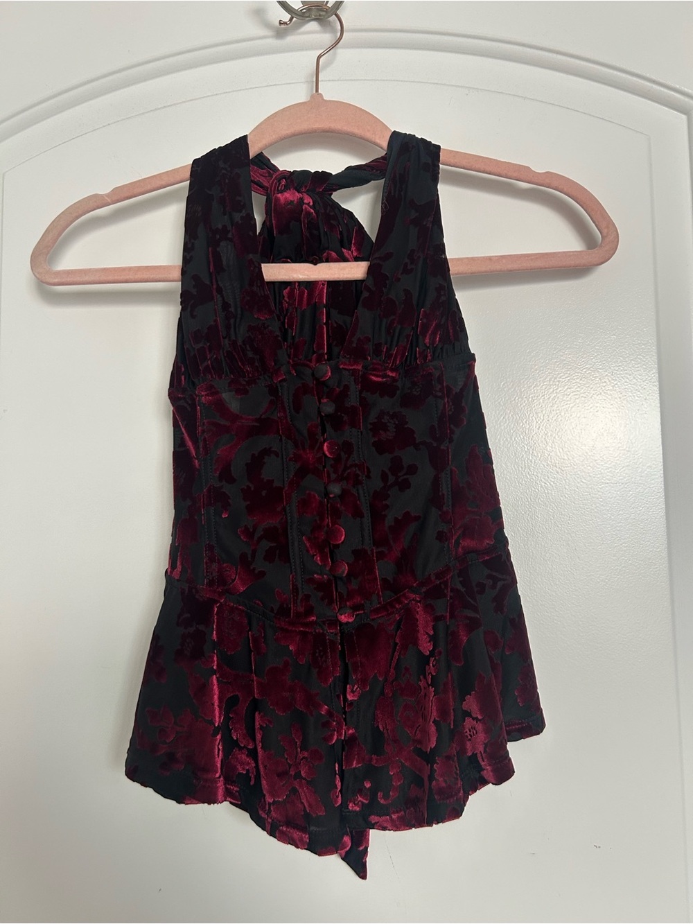 Free People Intimately Velvet Floral Print Halter Top Size S 90s y2k boho whimsi